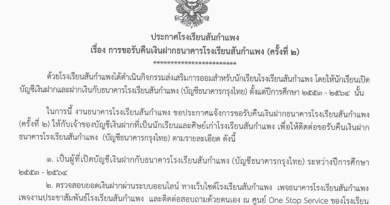 การขอรับคืนเงินฝากธนาคารโรงเรียนสันกำแพง (ครั้งที่ 2)